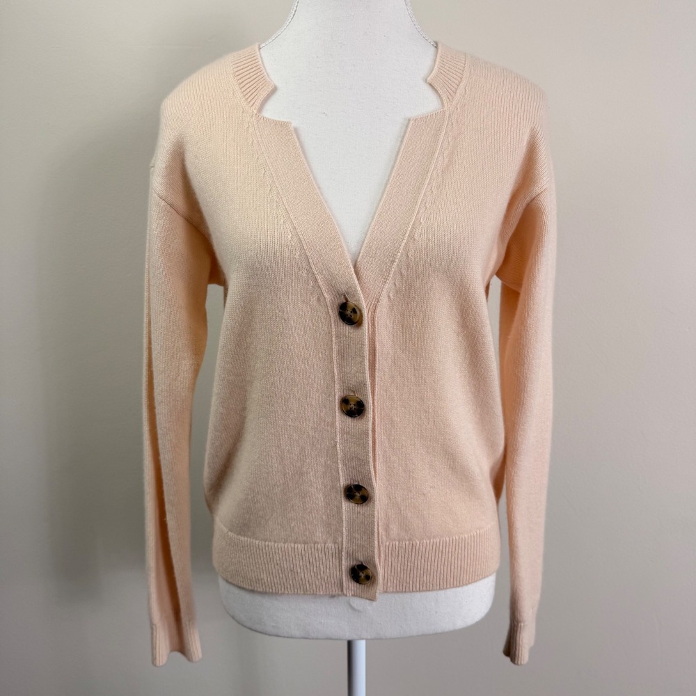 Club Monaco 100% Cashmere Cardigan Peach Notched V-Neck Small